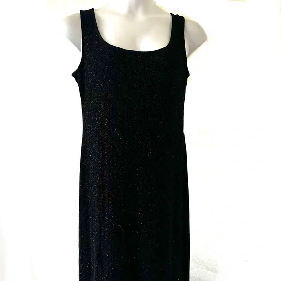 Alex Evenings Long Black Sparkly Dress Sz 14 Sleeveless Holiday Party Event - Picture 2 of 6